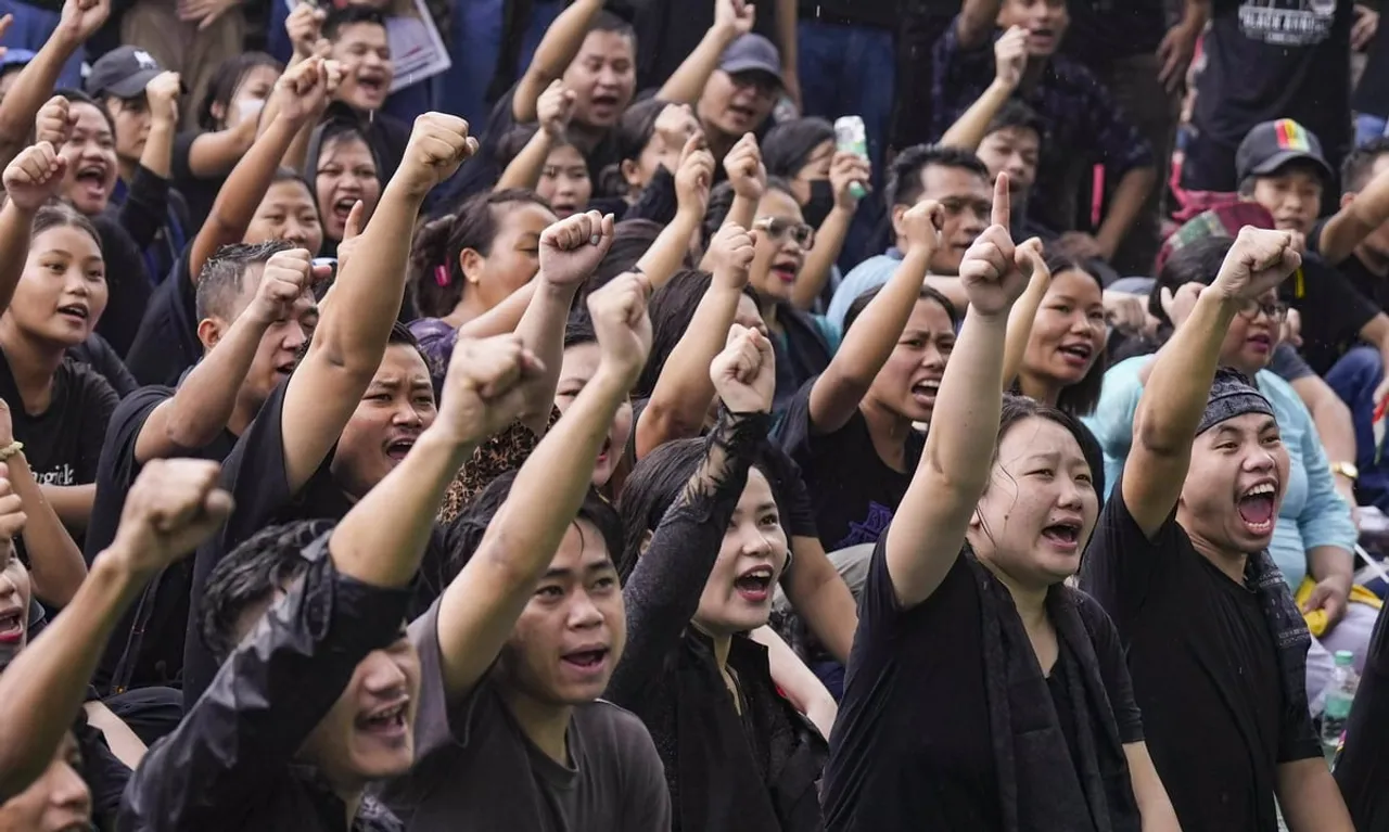 Kuki Students Protests Against Assam Rifles Withdrawal from Manipur Buffer Zones